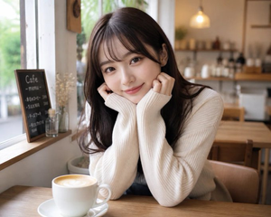 咖啡馆里的日本女性