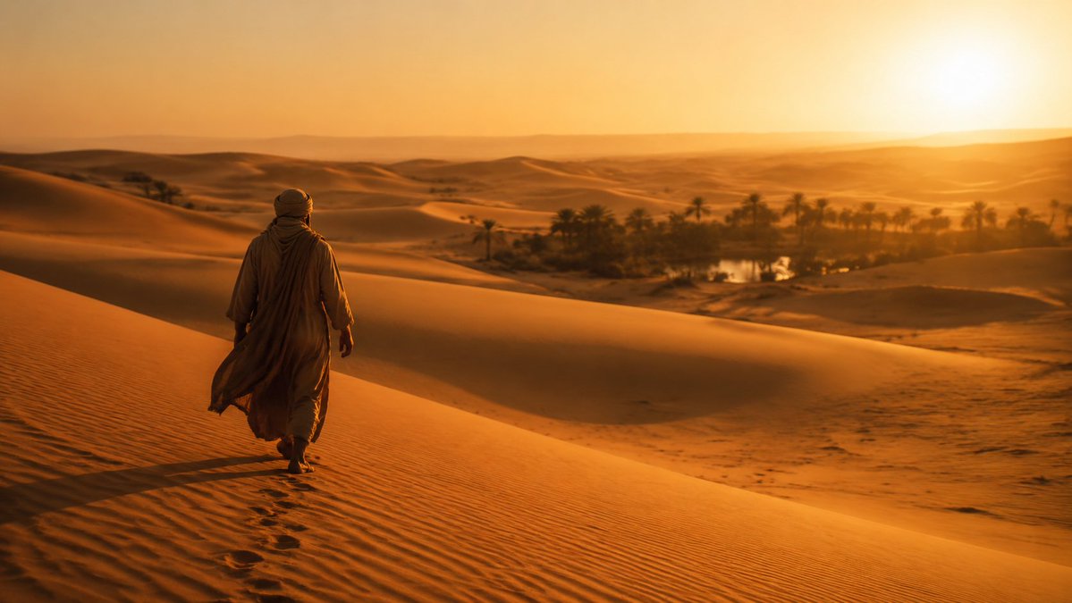 Cinematic Desert Nomad at Sunset
