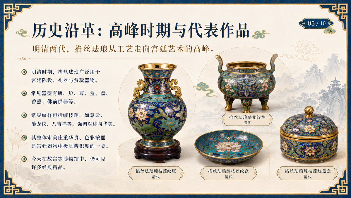 Chinese Cloisonné History PPT Slide