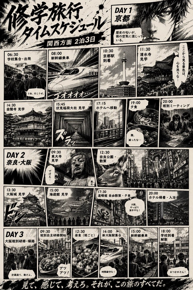Manga School Trip Timetable
