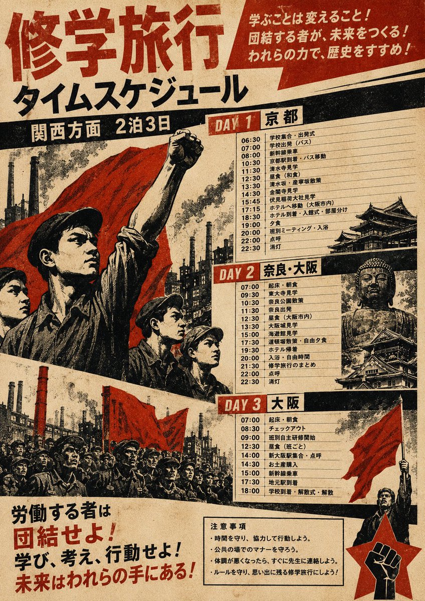 宣传风格修学旅行日程海报