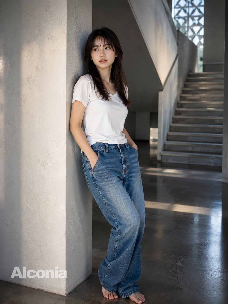 Modern Concrete Stairwell Portrait