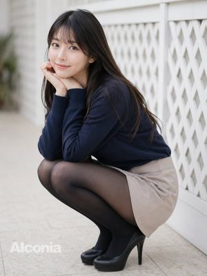 Crouching Outdoor Fashion Portrait