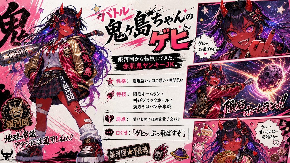 Oni Delinquent Anime Character Sheet