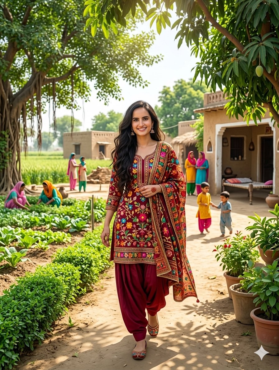 Sample output image for South Asian Woman in Rural Punjab