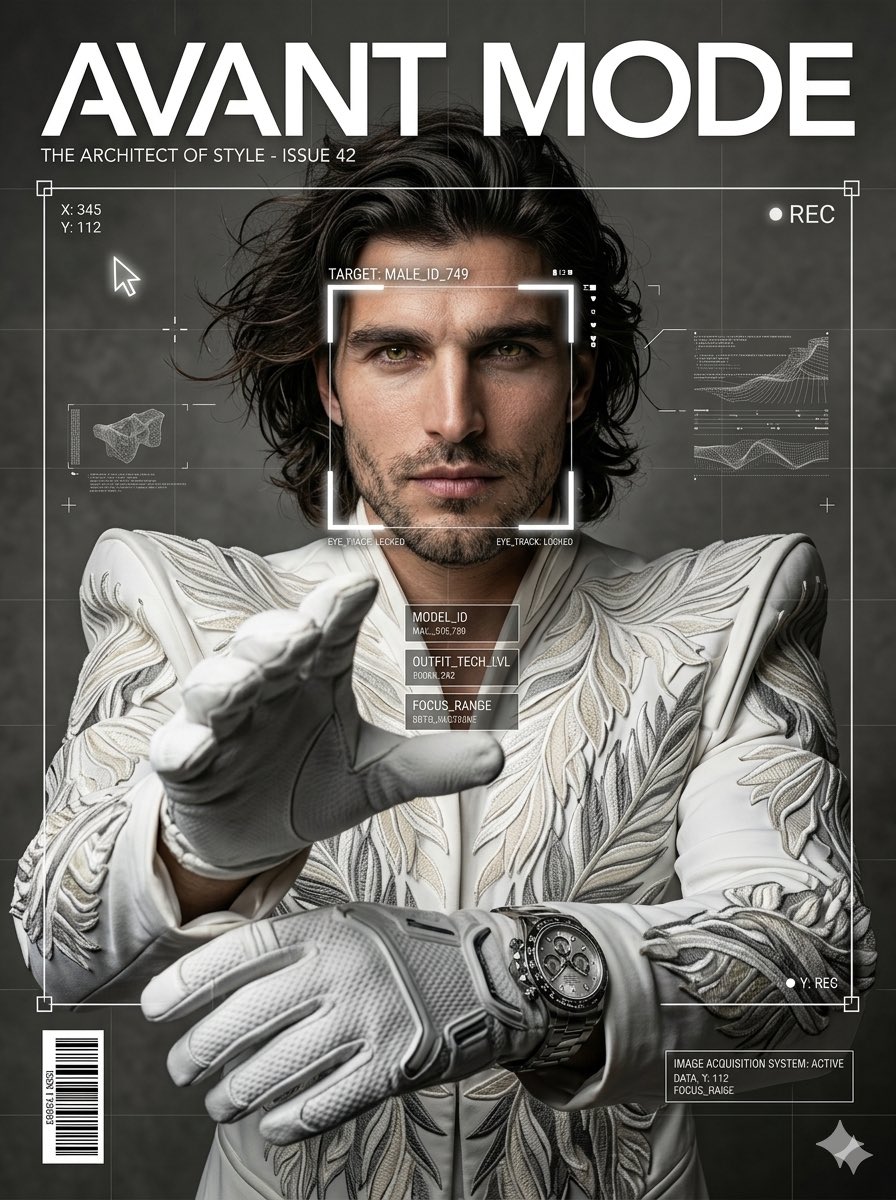 Sample output image for Avant-Garde White Couture Portrait