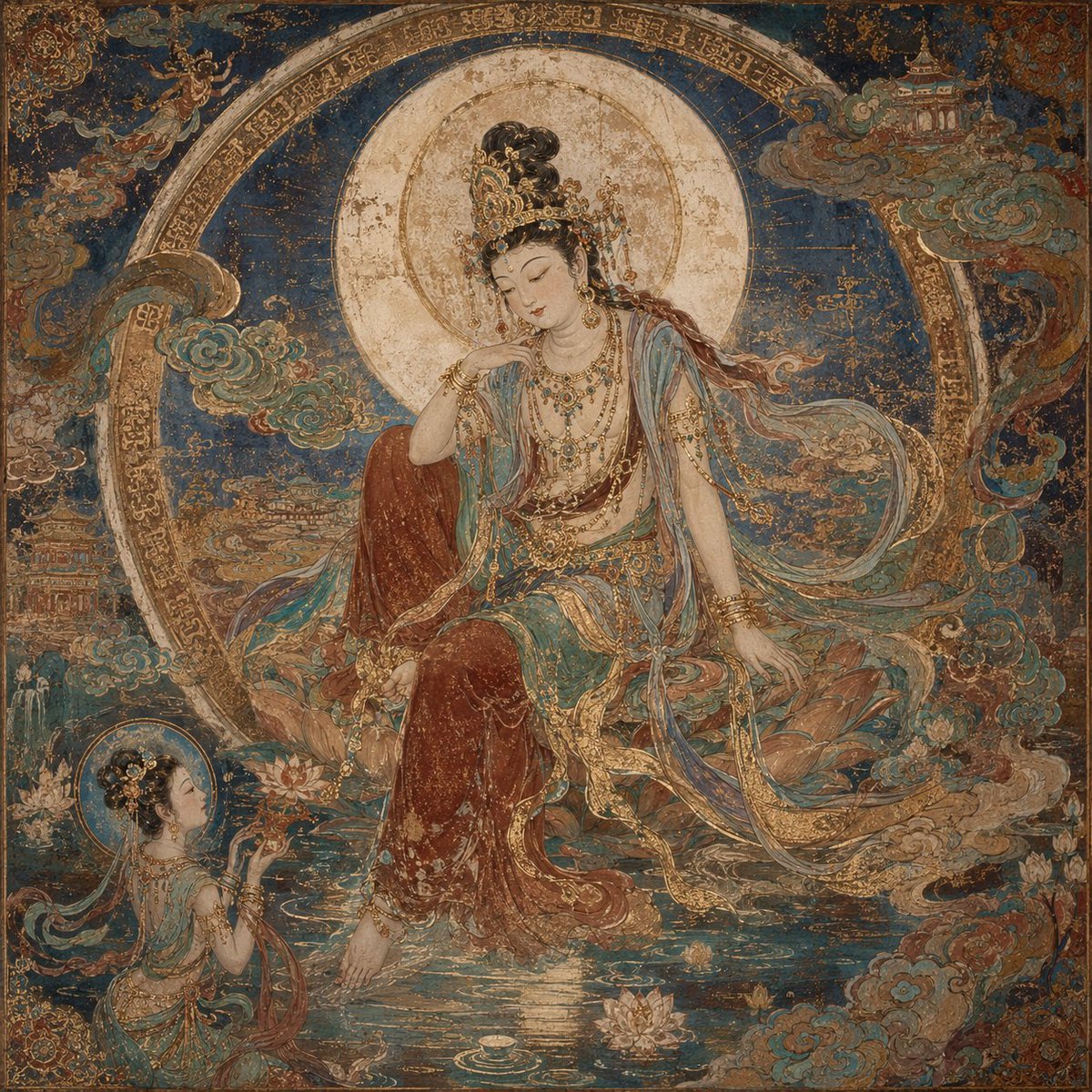 敦煌壁画水月观音