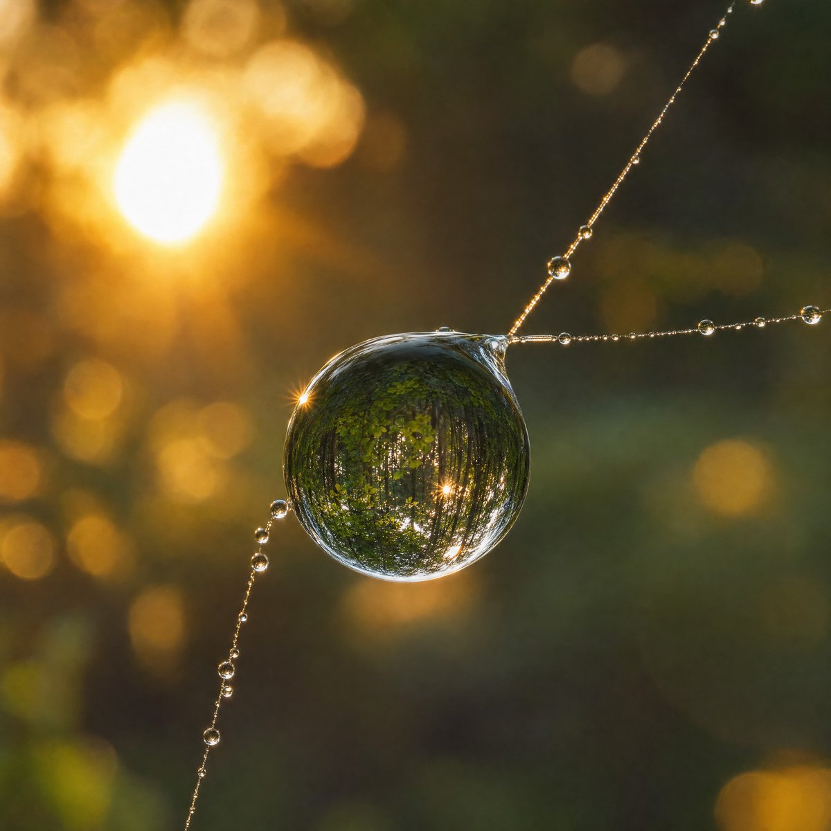 Macro Dewdrop on Spider Web example 2