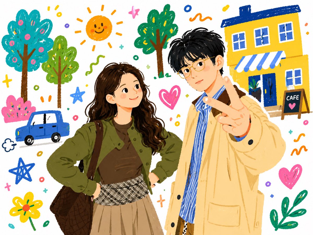Doodle Couple Lifestyle Illustration