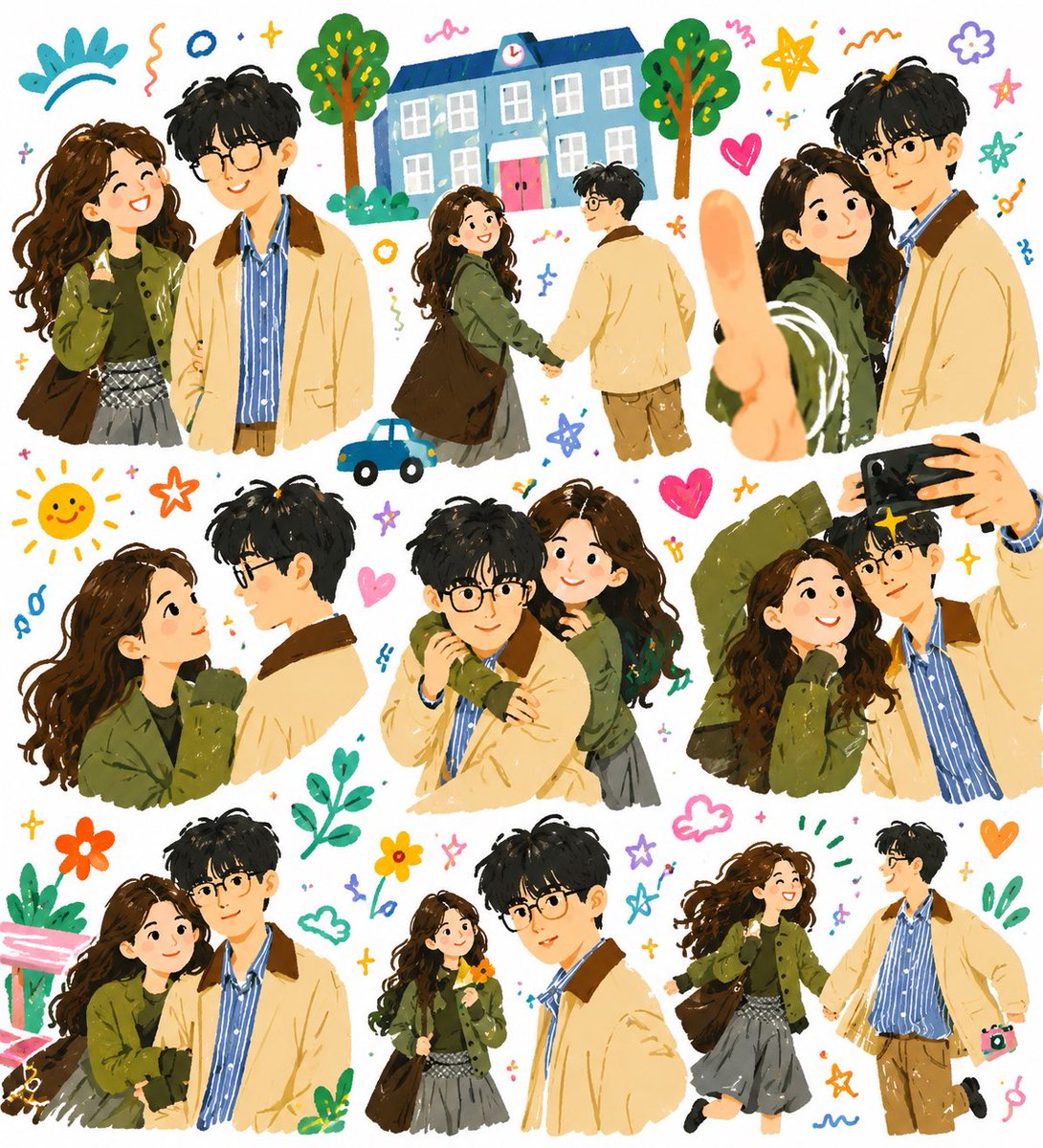 Doodle Couple Diary Collage