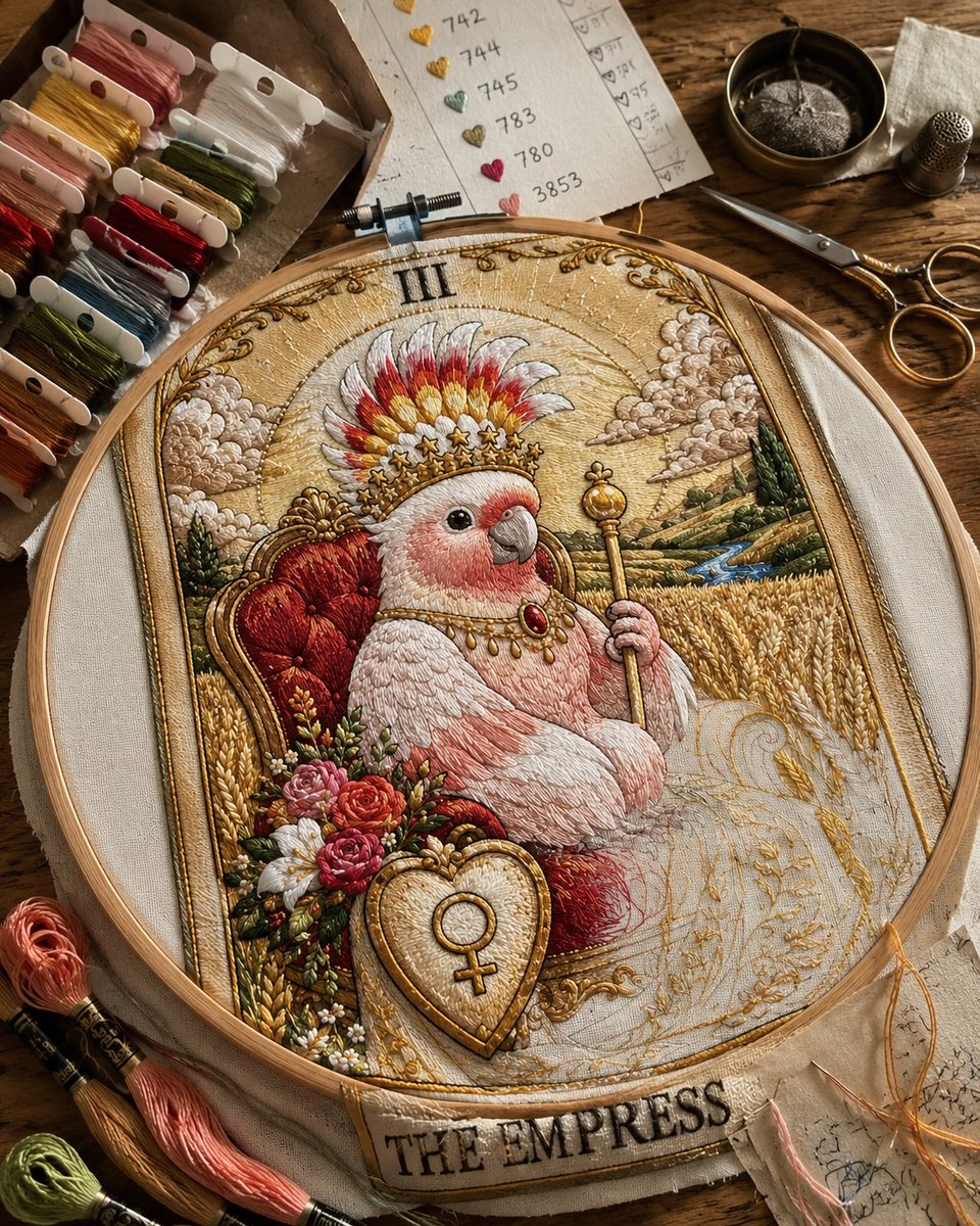 Embroidered Empress Tarot Cockatoo