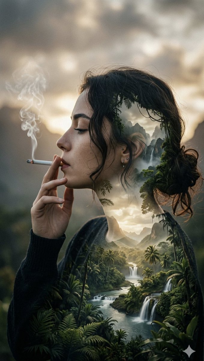 Sample output image for Double Exposure Tropical Landscape Portrait