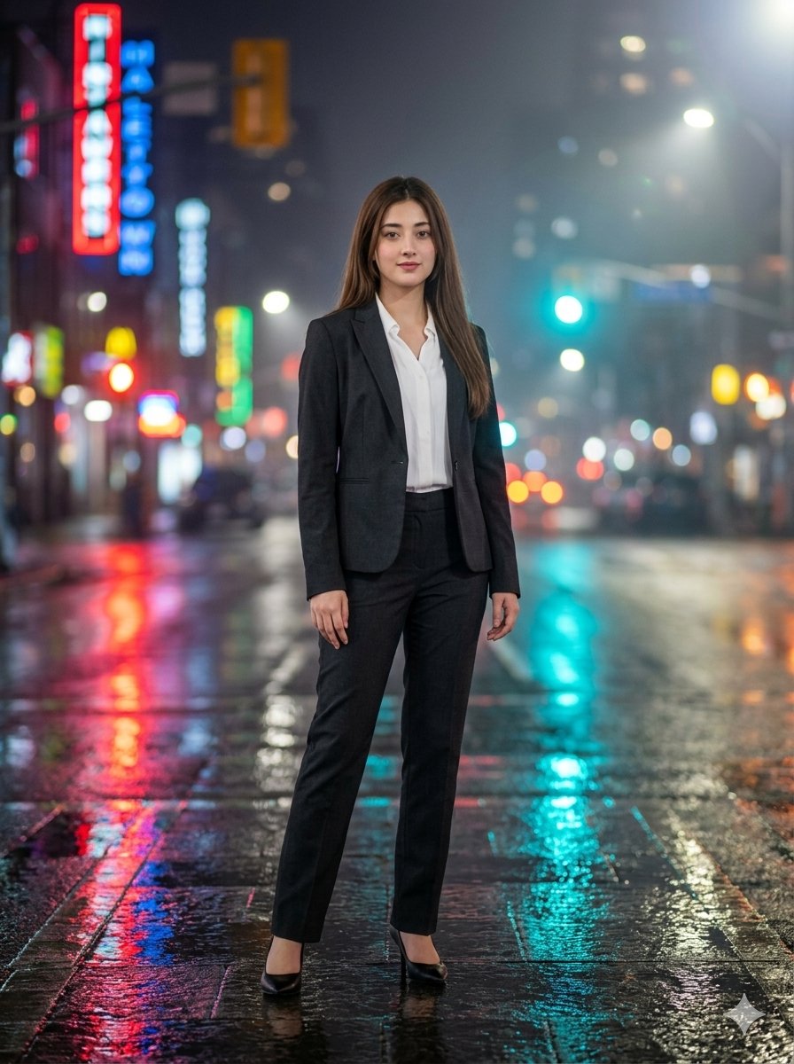 Sample output image for Cinematic Urban Night Portrait