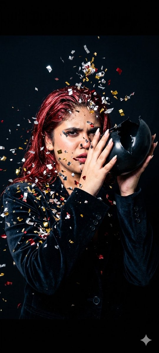 Sample output image for Fashion Editorial Balloon Explosion Portrait