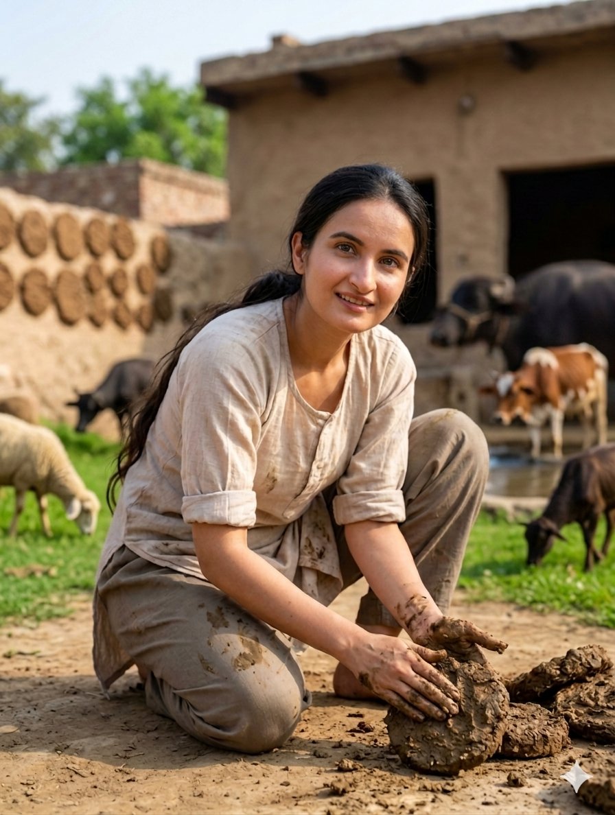 Sample output image for Village Woman in Traditional Punjabi Attire
