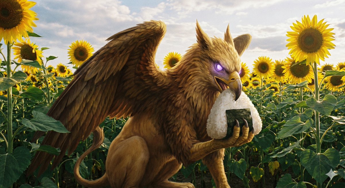 Sample output image for Rice Ball Gryphon in Sunflower Field