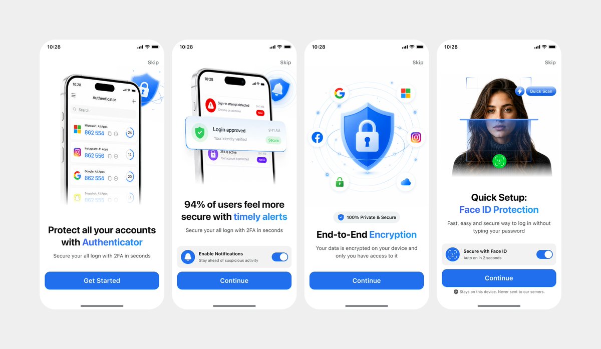 简洁的 Authenticator 入门引导 UI