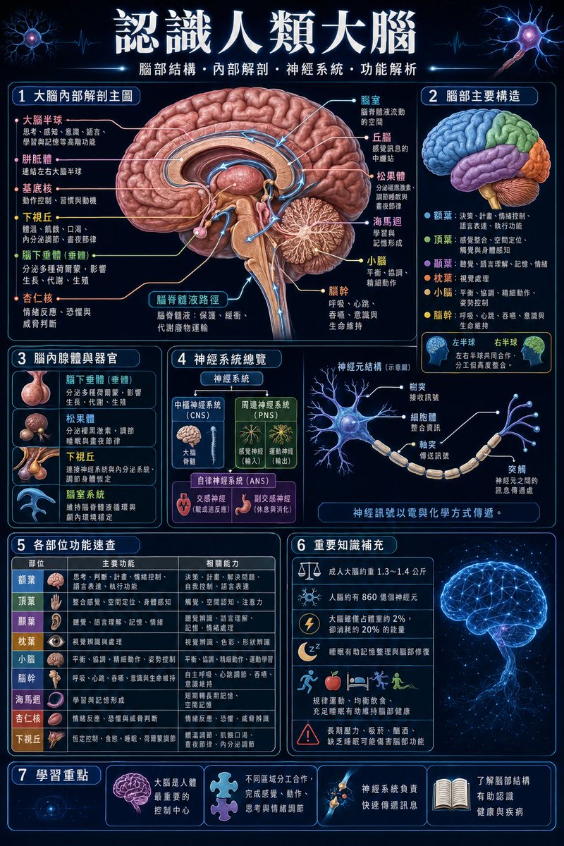 繁体中文人类大脑信息图
