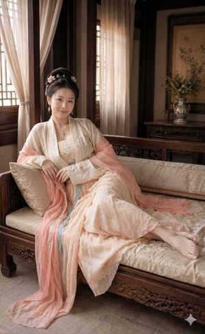 汉服侧卧肖像