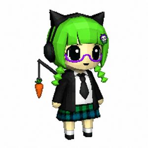 体素风 Q 版猫耳少女