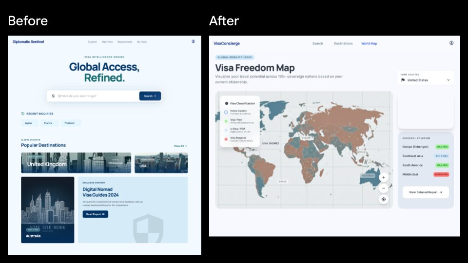 签证应用 UI 改版前后对比