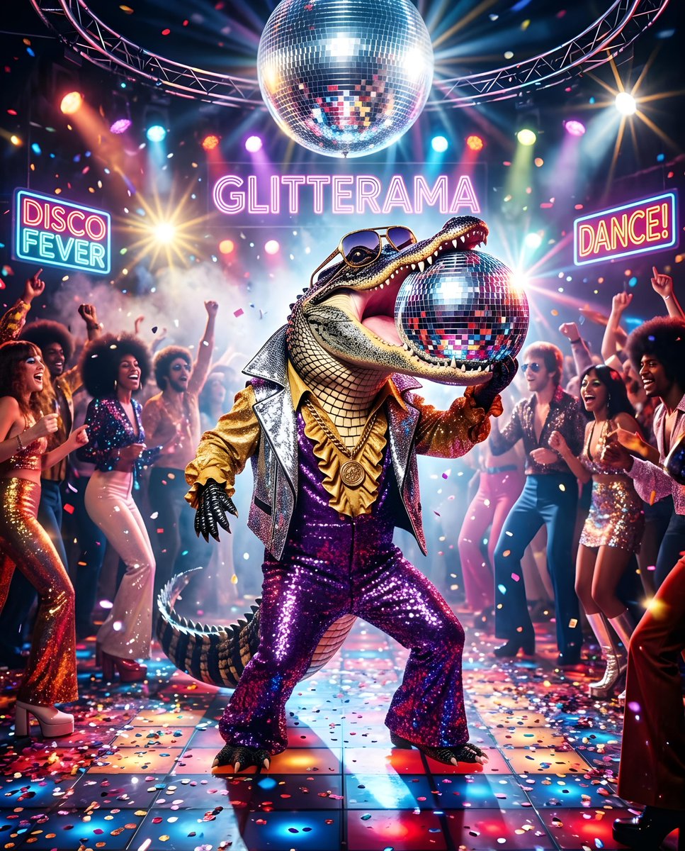 Sample output image for Retro Disco Alligator