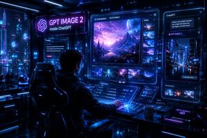 Cyberpunk AI Creative Workspace
