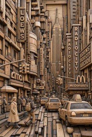 Carved Wood Block Relief