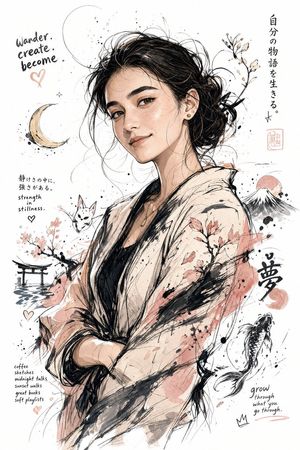 Japanese Ink Splatter Comic Illustration