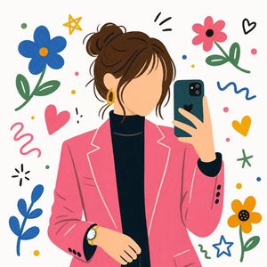 Flat Cartoon Faceless Girl Illustration