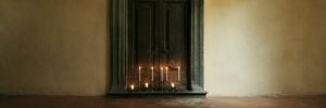 Candlelit Antique Door Interior