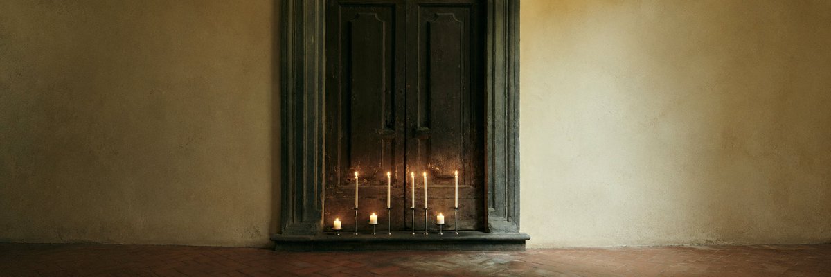 Candlelit Antique Door Interior