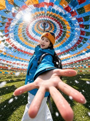 Tibetan Prayer Flag Highland Selfie