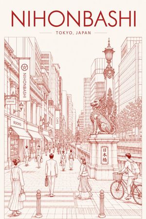 Nihonbashi Red Line Travel Poster