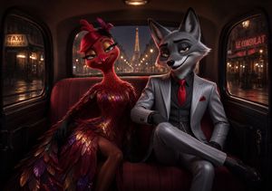 Noir Paris Taxi Anthro Couple