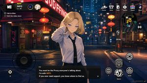 Cyberpunk Gacha Game Dialogue Screenshot