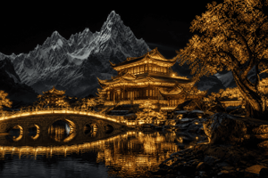 Golden Temple Lake at Night