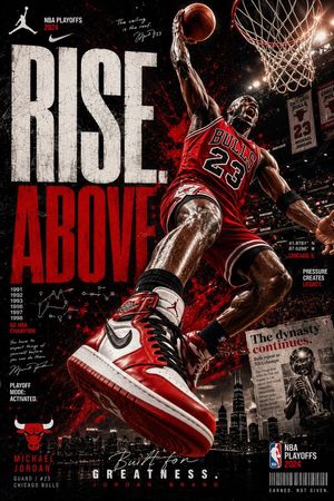 Rise Above Basketball Playoff Poster