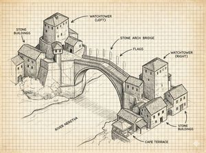 Annotated Stone Arch Bridge Sketch