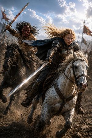Mounted Knight and Barbarian Charge