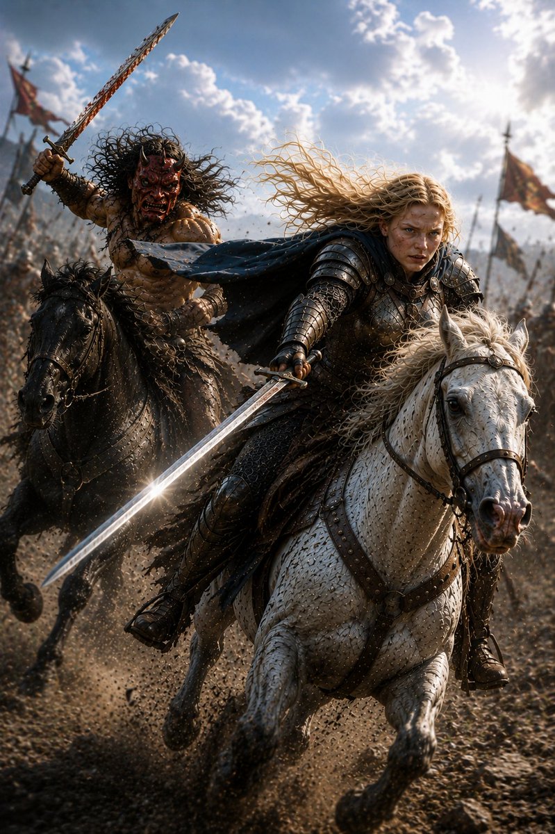 Mounted Knight and Barbarian Charge