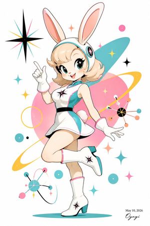 Retro Space Bunny Anime Mascot