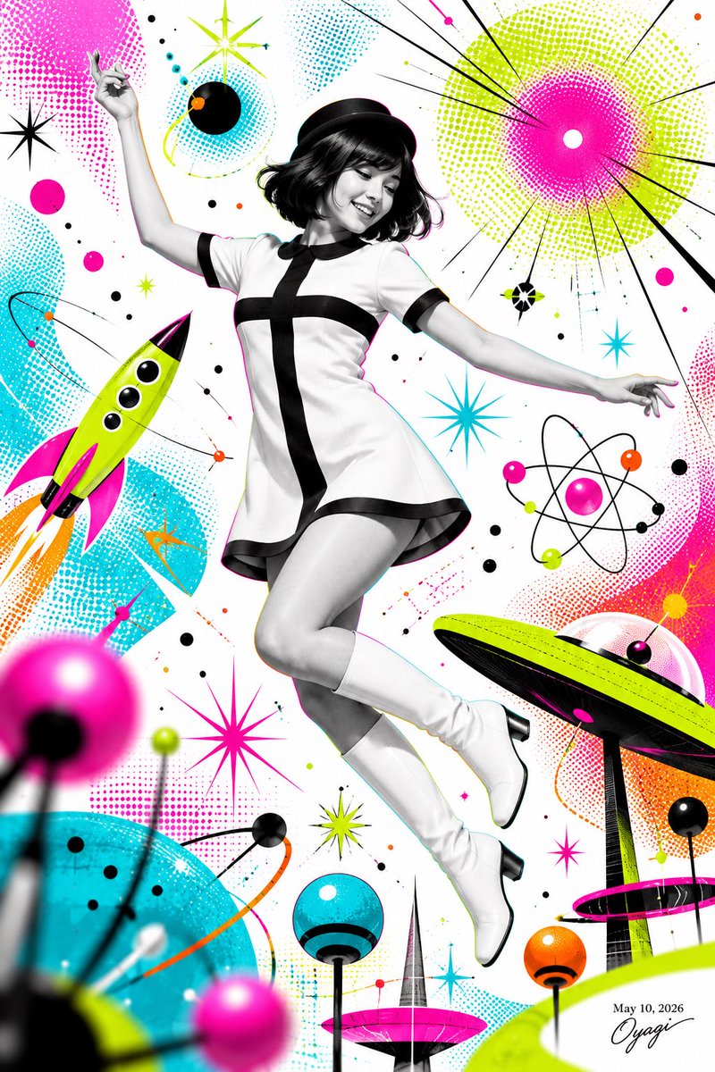 Modern Atomic Age Space Fashion Poster