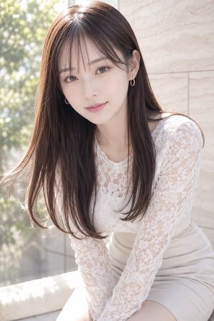 Soft Window Portrait with Lace Outfit