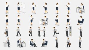 Isometric Office Worker Asset Sheet