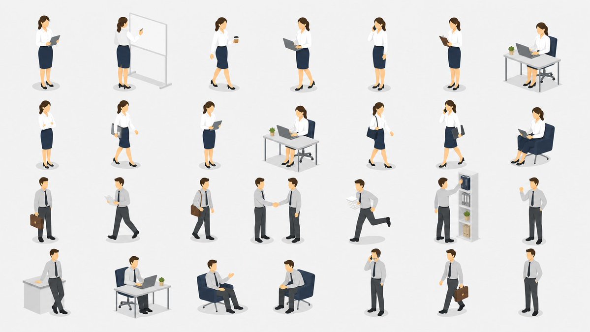 Isometric Office Worker Asset Sheet