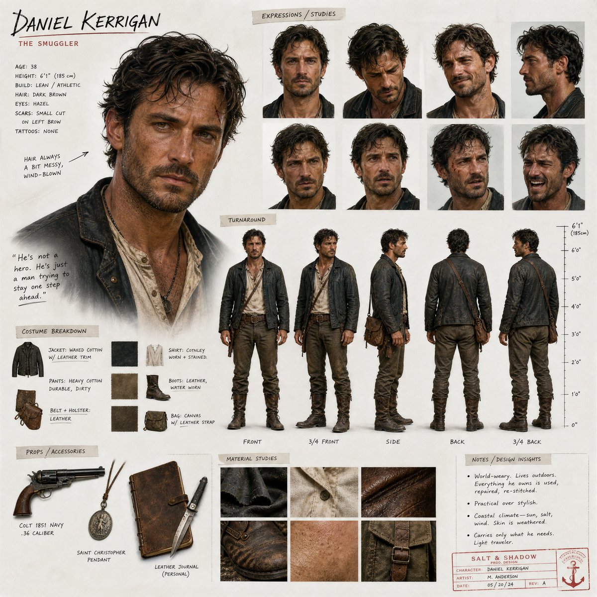 Cinematic Character Design Sheet