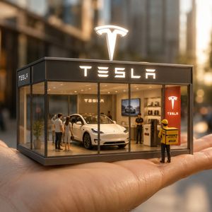 Surreal Miniature Tesla Showroom