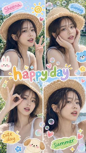 Summer Selfie Sticker Collage