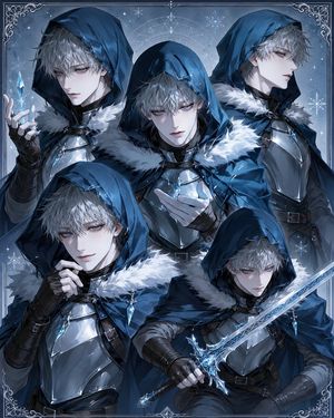 Hooded Ice Knight Pose Collage